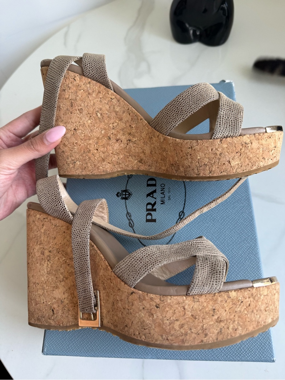 Jimmy Choo Papyrus Wedges strappy leather - Picture 6 of 12